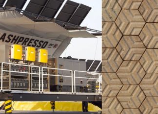 TRASHPRESSO : a primeira usina de reciclagem móvel do mundo que transforma lixo em azulejos