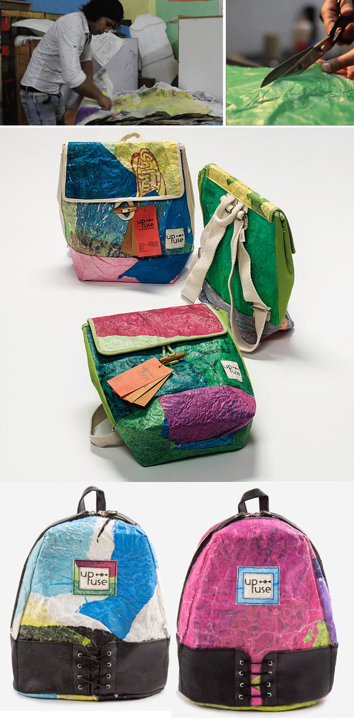 UpFuse : bolsas coloridas e estilosas feitas de sacolas plásticas descartadas stylo urbano