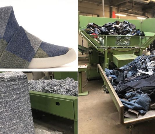 O tênis circular Anna é feito com malha de jeans reciclado e solado de impressão 3D