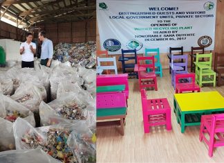 Estas cadeiras escolares são feitas de embalagens de doces e canudos de plástico