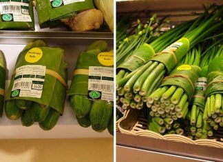 Supermercado tailandês utiliza folhas de bananeira para substituir embalagens plásticas