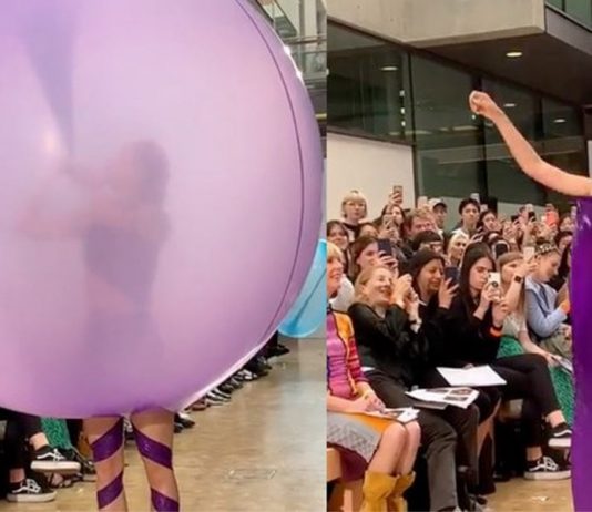 Estilista Fredrik Tjærandsen cria vestidos de balão que mudam de forma