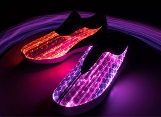 O tênis Glow muda de cor com tecido de fibra óptica