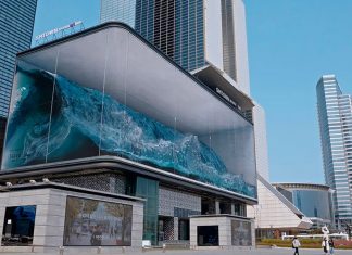 Coréia do Sul inaugura enormes telões de LED que simulam ondas do mar