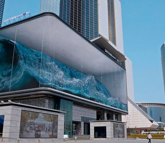 Coréia do Sul inaugura enormes telões de LED que simulam ondas do mar