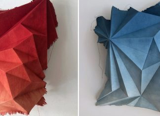 Sipho Mabona cria esculturas de origami em tecidos de algodão tingidos naturalmente