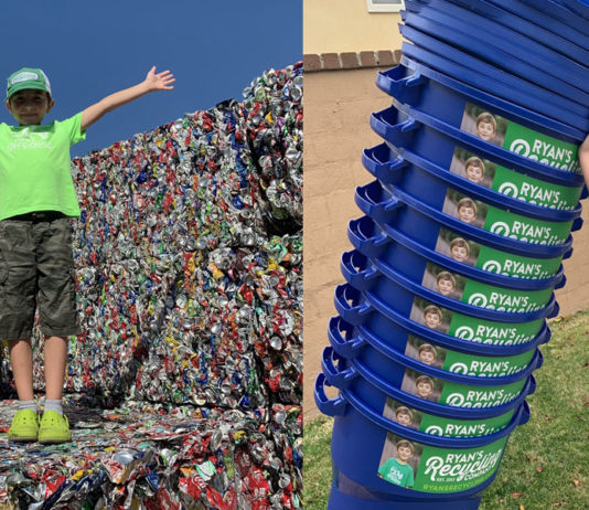 Ryan’s Recycling – O menino que começou sua empresa quando tinha 3,5 anos de idade reciclou mais de 1 milhão de latas