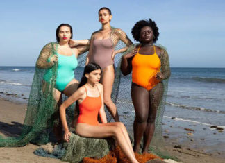 Coleção de moda praia feita com redes de pesca e resíduos pós-industriais reciclados