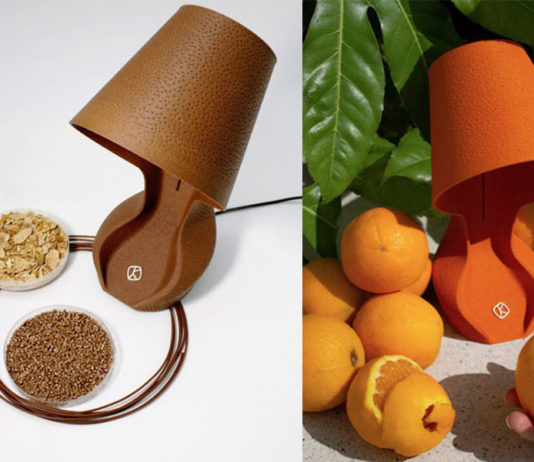 Ohmie é a primeira luminária impressa em 3D feita de cascas de laranja