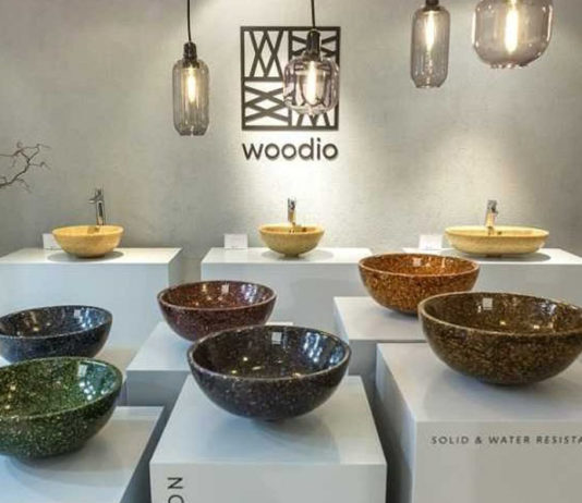 Woodio produz pias, vaso sanitário e banheira de composto de madeira 100% à prova d’água