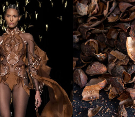 Iris Van Herpen criou o primeiro vestido de alta costura feito com grãos de cacau inspirado no sorvete Magnum Vegan