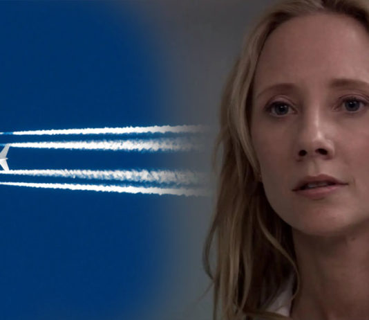 No filme “Céus Tóxicos”, Anne Heche interpreta uma pesquisadora que descobre uma pandemia causada pelo programa secreto de chemtrails