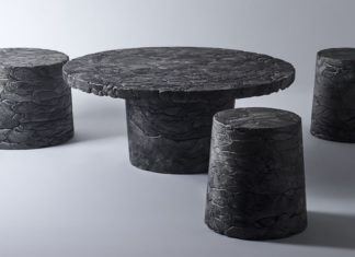 Estúdio de design we+ recicla resíduos de isopor em coleção de móveis monolíticos