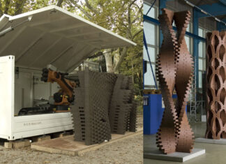 Alvenaria robótica: Fachadas de tijolos incrivelmente curvas feitas por braço robótico