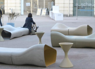 Designs exploram a maleabilidade do concreto flexível para criar móveis