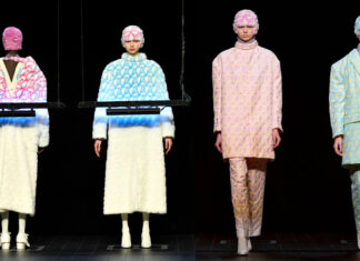 Anrealage usou luzes ultravioleta para mudar a cor das roupas na passarela do Paris Fashion Week