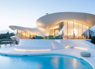 A casa “Blue Dream” se destaca pelas formas orgânicas e futuristas