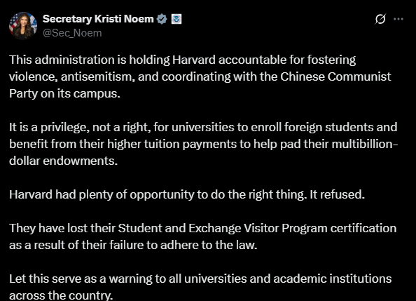 Trump impediu Harvard de aceitar estudantes estrangeiros devido a infiltração da China. 1