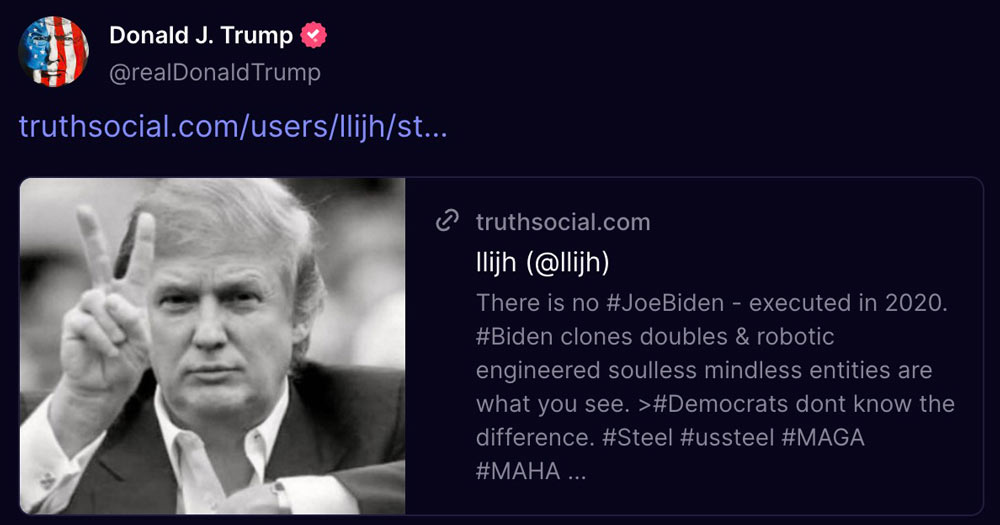 Trump disse que Joe Biden foi executado em 2020. Quem estava no comando dos EUA por 4 anos? 1