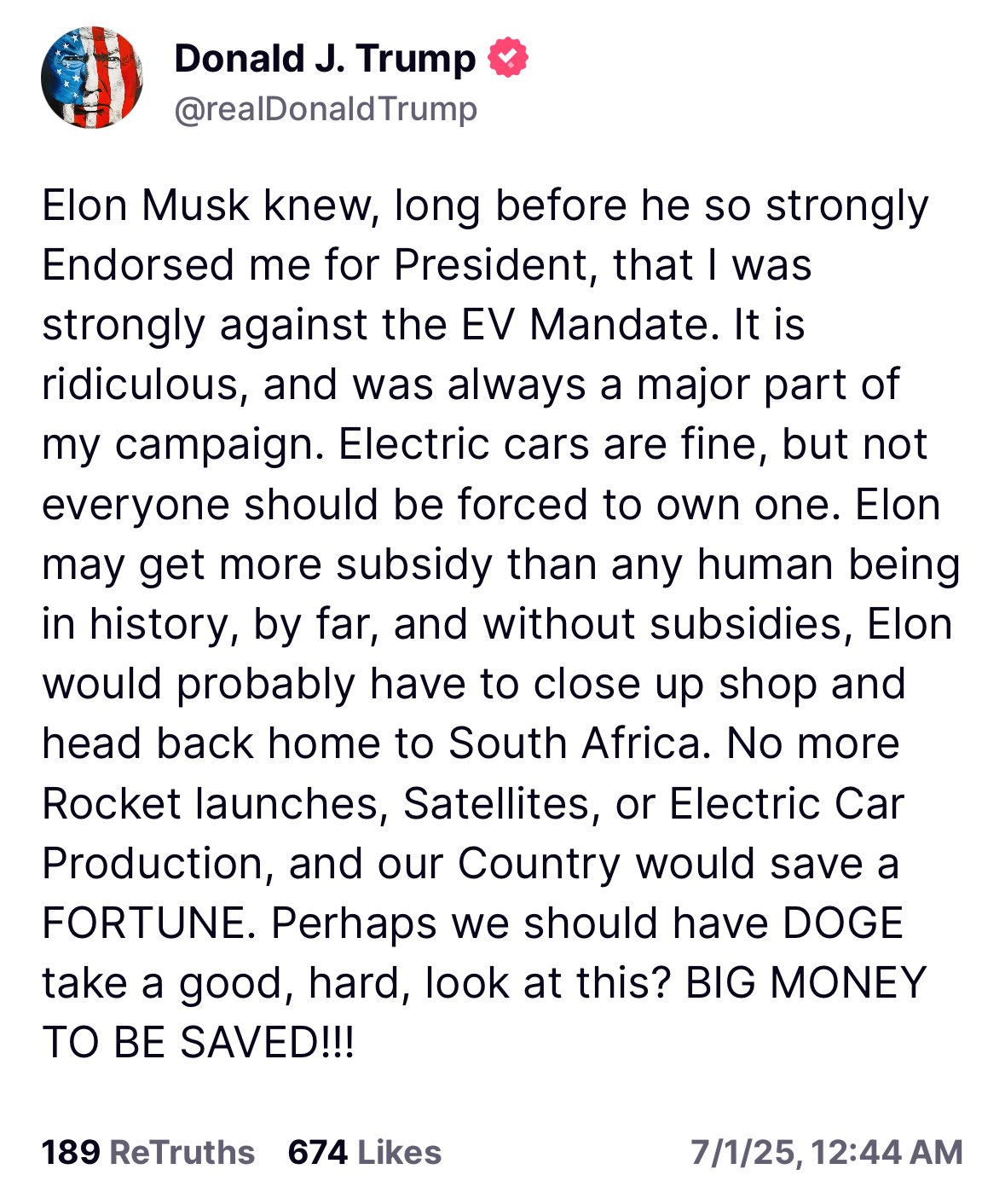 Presidente Trump: "Elon Musk é o ser humano mais SUBSIDADO da história." 1