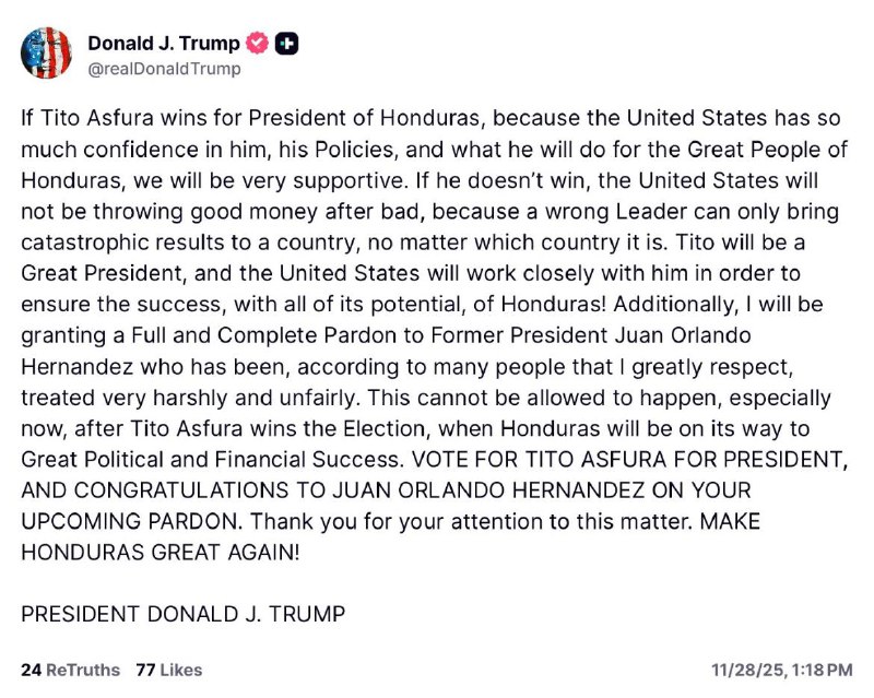 Pânico na CIA e DEEP STATE - Trump perdoará o ex-presidente hondurenho Juan Orlando Hernandez. 1