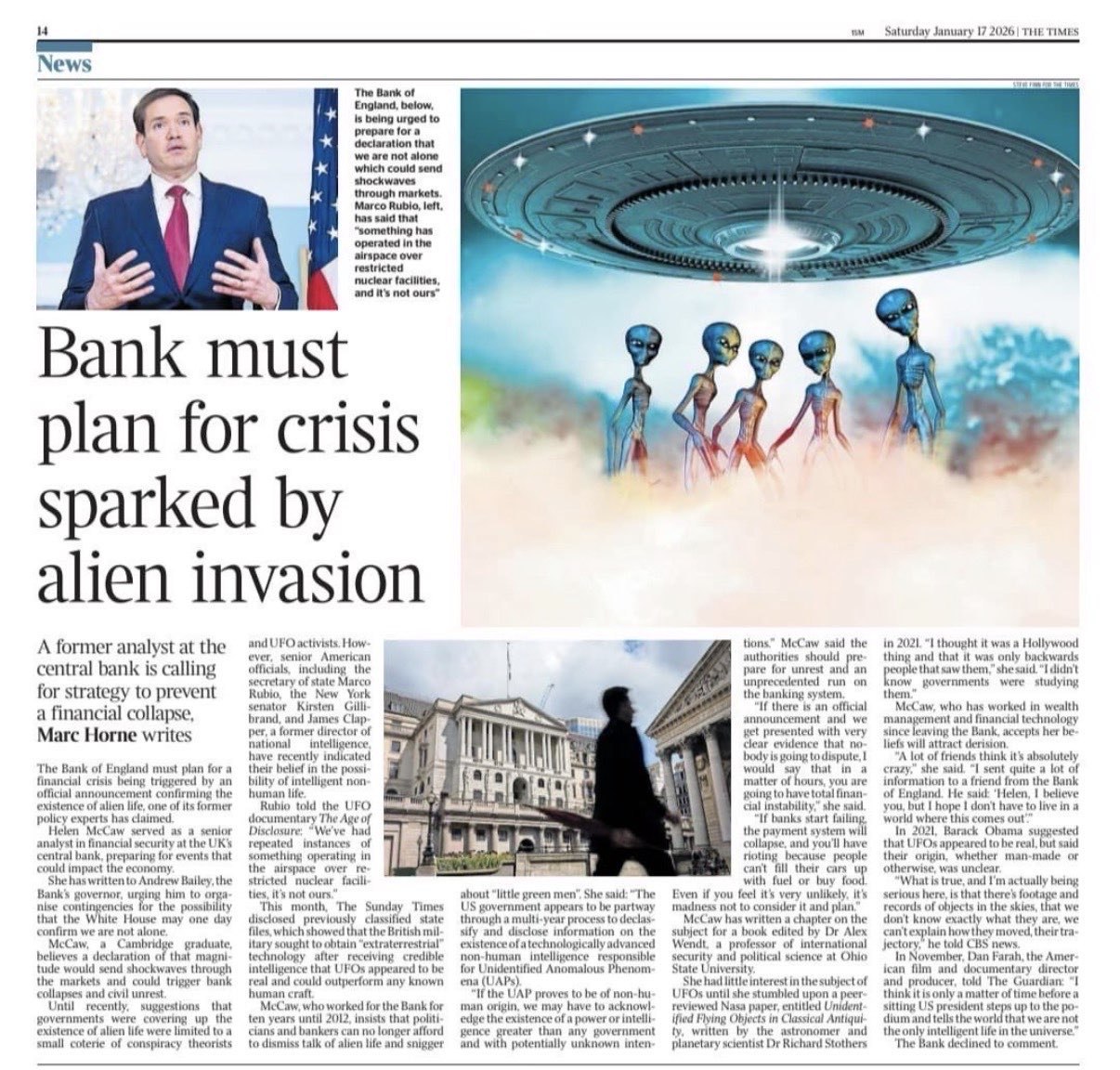 Os bancos podem falir com a confirmação oficial da existência de extraterrestres? 23