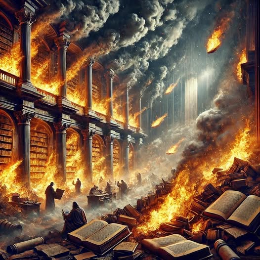 A reinicialização da sociedade através da destruição de documentos e edifícios antigos. 3