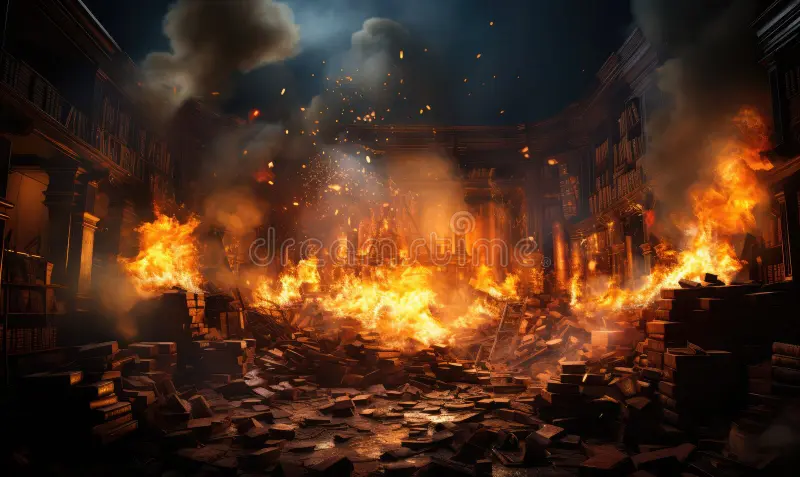 A reinicialização da sociedade através da destruição de documentos e edifícios antigos. 5