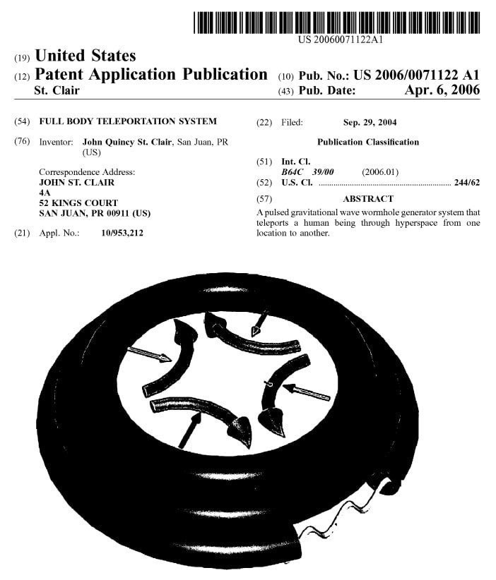 Em 2006, foi registada uma patente nos EUA para um dispositivo para teletransporte humano! 3
