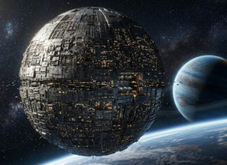 Como é a estrutura interna da Lua, uma antiga nave biosfera Andromedana?