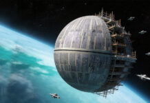 Como é a estrutura interna da Lua, uma antiga nave biosfera Andromedana?