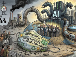 A máscara caiu: A contradição entre a Agenda Climática e a enorme pegada de carbono dos data centers de IA.