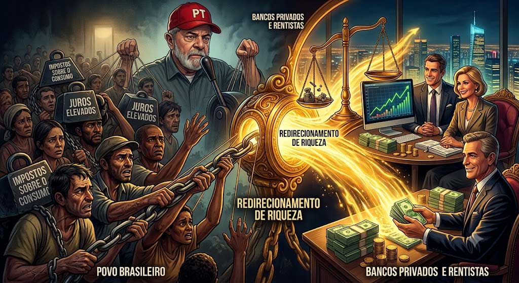O governo Lula alimenta o lucro recorde de bancos e rentistas enquanto a carga tributária esmaga o povo brasileiro. 2