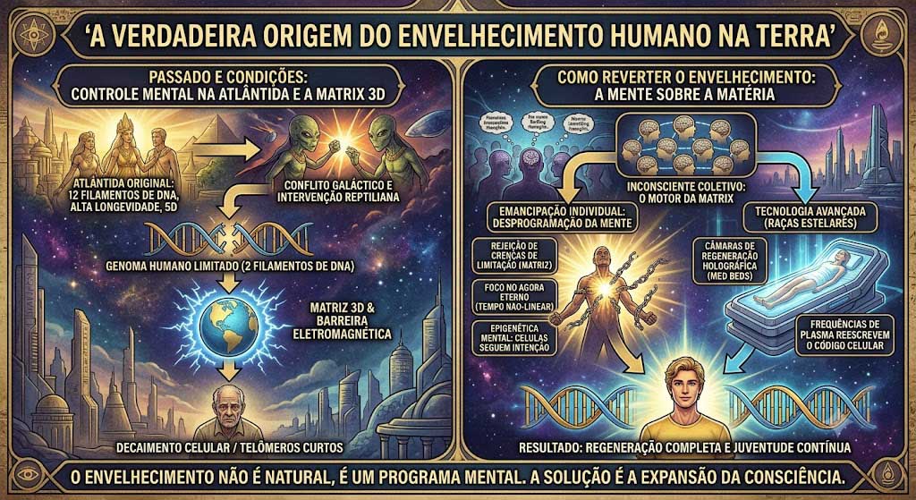 O envelhecimento humano se originou num experimento de controle mental na Atlântida. 1