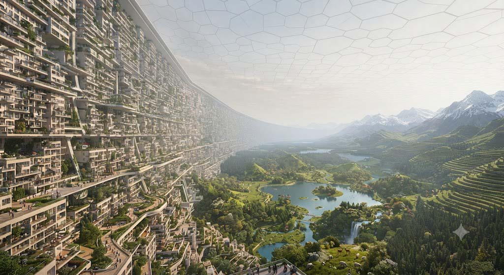Como é uma gigantesca nave biosfera por dentro? 7