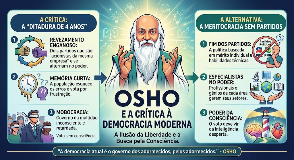 A ditadura de 4 anos: Como Osho desmascarou a ilusão da democracia liberal maçônica. 4