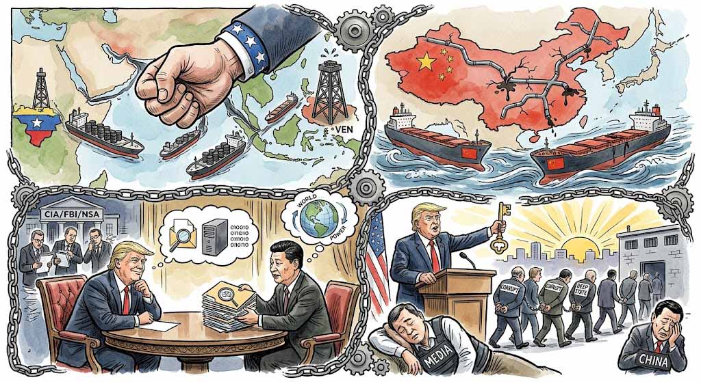 O controle de Trump sobre o petróleo forçou Xi Jinping a cooperar sobre a fraude eleitoral chinesa nos EUA.