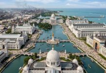 A lendária “Cidade Branca” da Exposição Universal de Chicago de 1893 que foi destruída por incêndios.
