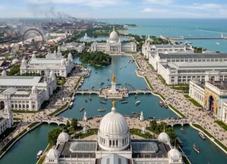 A lendária “Cidade Branca” da Exposição Universal de Chicago de 1893 que foi destruída por incêndios.