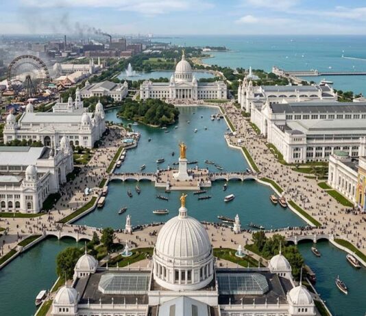 A lendária “Cidade Branca” da Exposição Universal de Chicago de 1893 que foi destruída por incêndios.