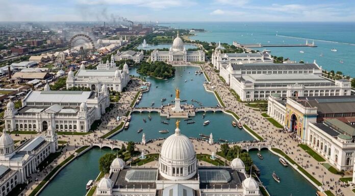 A lendária “Cidade Branca” da Exposição Universal de Chicago de 1893 que foi destruída por incêndios.