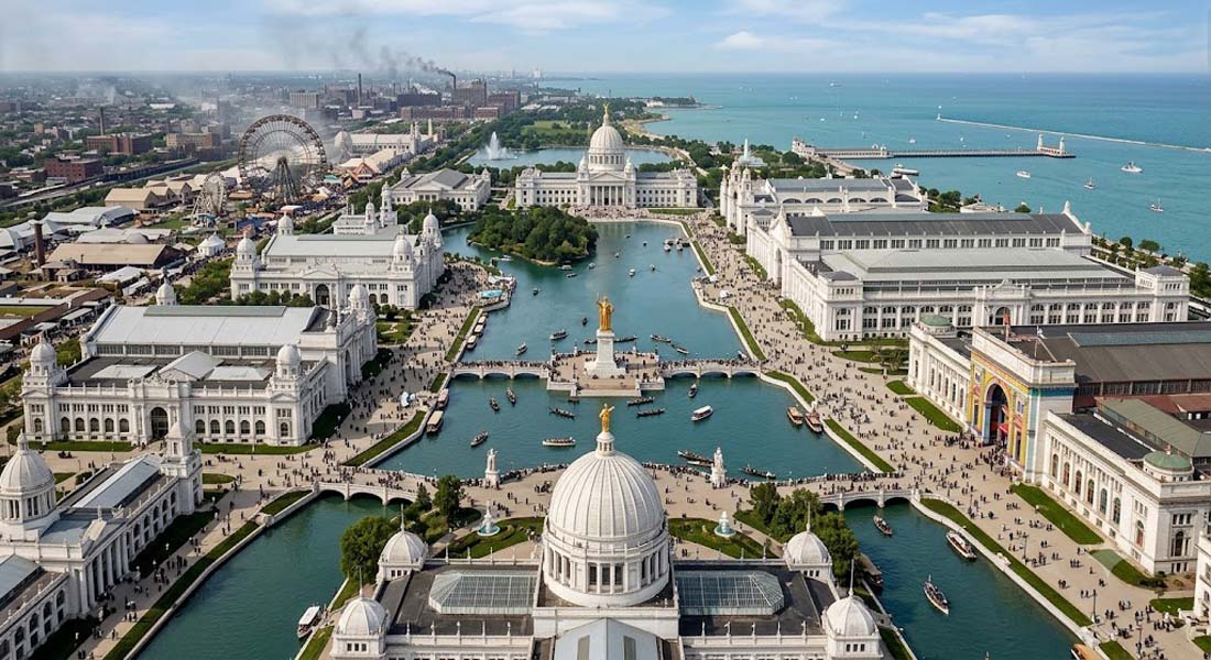 A lendária "Cidade Branca" da Exposição Universal de Chicago de 1893 que foi destruída por incêndios. 3