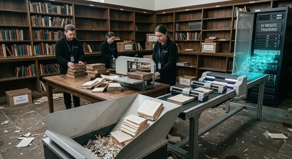 Empresas de IA compram livros raros em massa para treinar modelos de linguagem e depois os destroem. 1