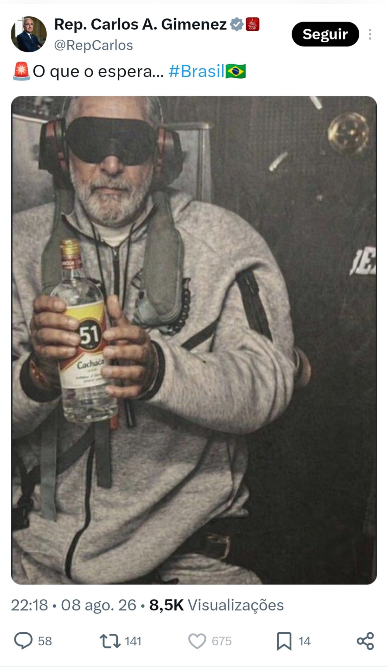 Deputado americano publicou uma imagem feita por IA de Lula preso como Maduro. 1