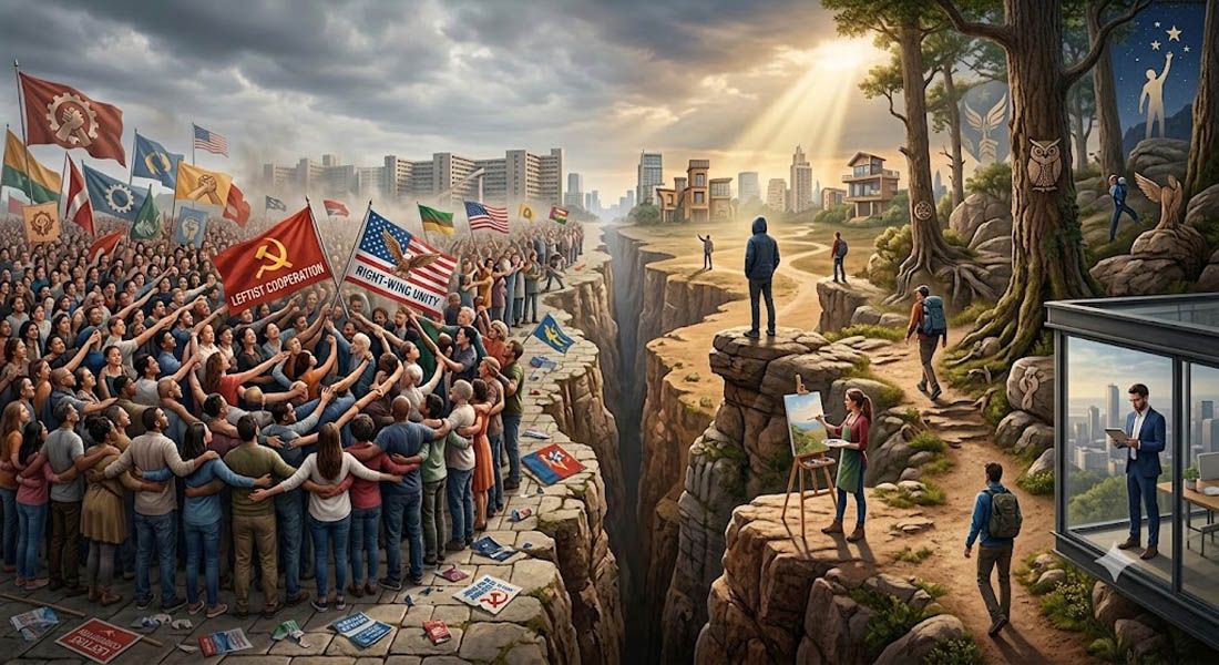 Esqueçam a dicotomia esquerda versus direita na política; a verdadeira batalha é entre coletivismo e individualismo.